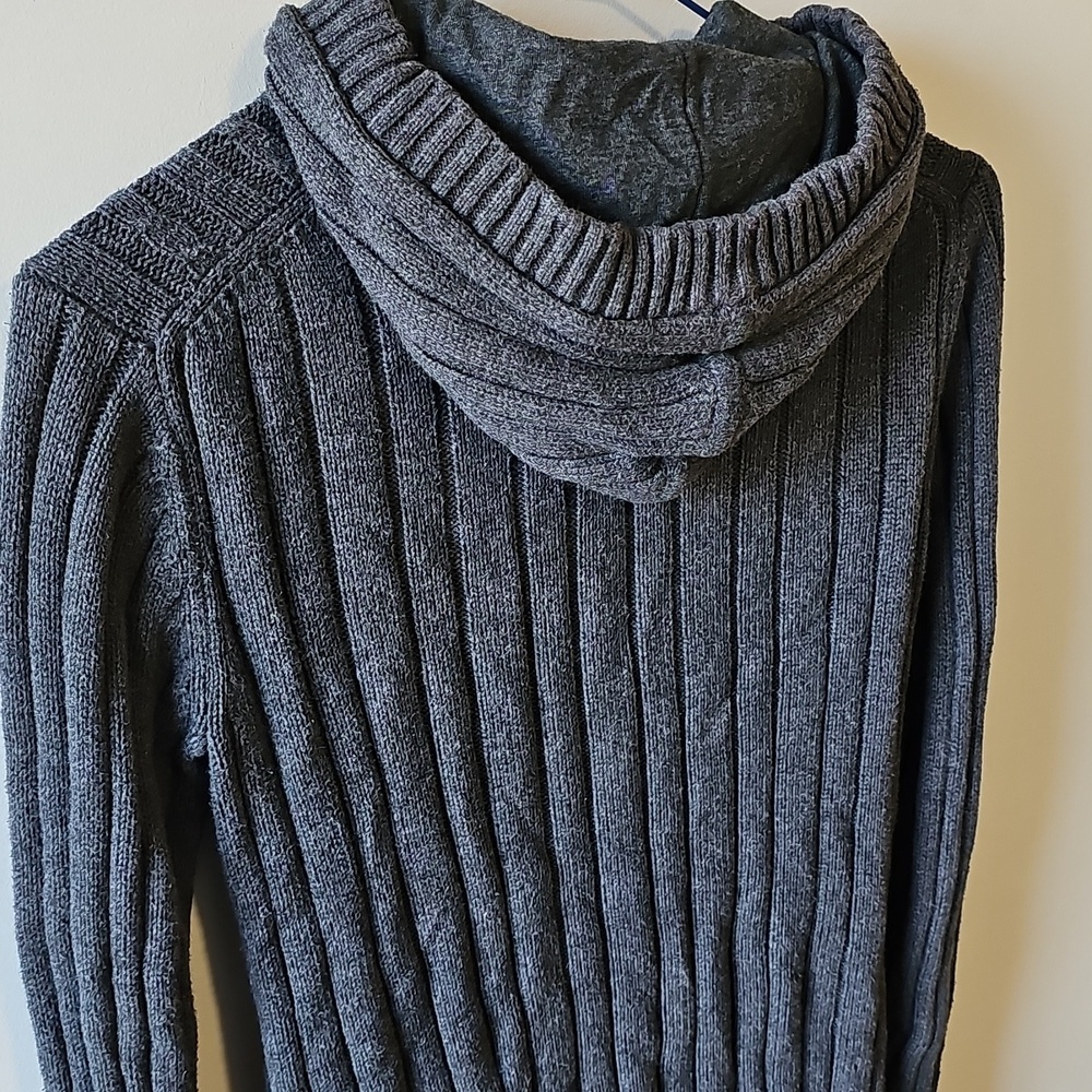 Tommy Hilfiger Small Charcoal Cable Knit Cardigan - Picture 5 of 7